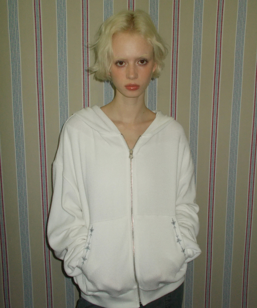 C с капюшоном вязаный ZIP-UP_WHITE