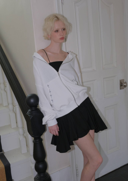 C с капюшоном вязаный ZIP-UP_WHITE