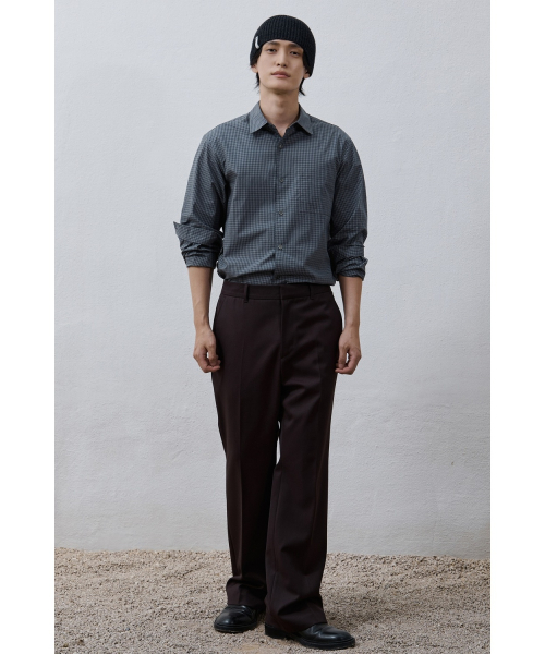 Flared шерсть Trousers - коричневый