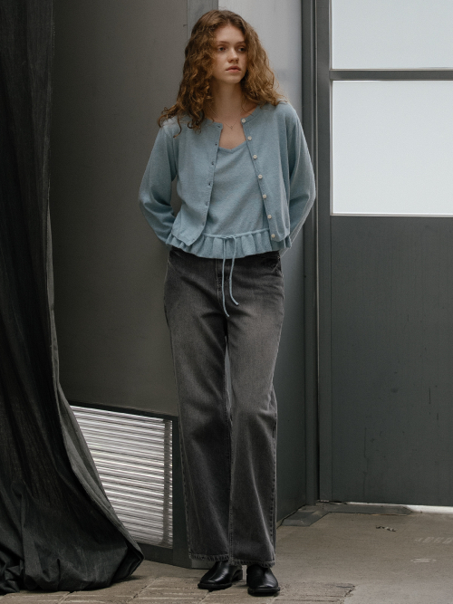Frill sleeveless cardigan set [FRFA01CD05]_Sky blue
