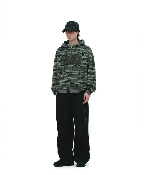 CAMO LOGO HOOD ZIP UP [KHAKI]