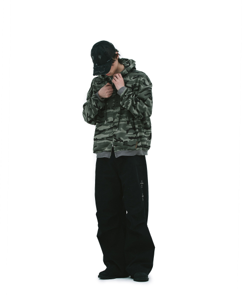 CAMO LOGO HOOD ZIP UP [KHAKI]