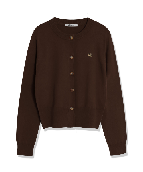 Мягкий базовый кардиган круглый вырез_Brown