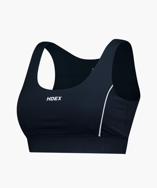 Женский спортивный топ с кантом Support Piping Bra Top (Navy)