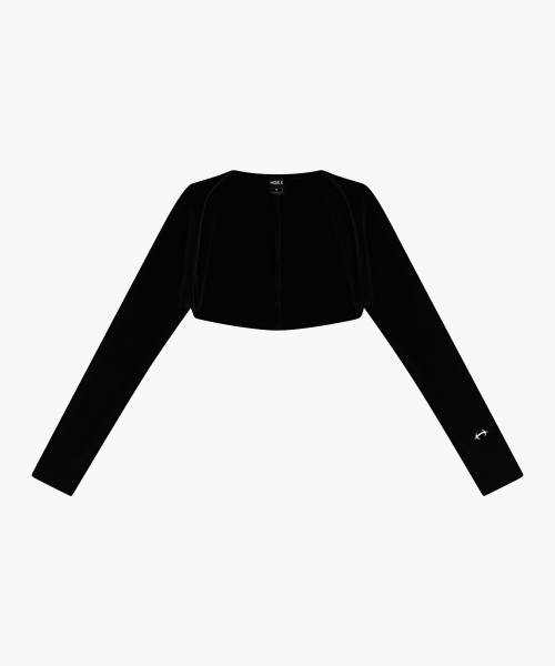 Ribbed Plain Bolero Top Black
