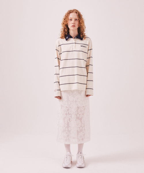 MNS Striped Cotton Collar T Shirt_Ivory