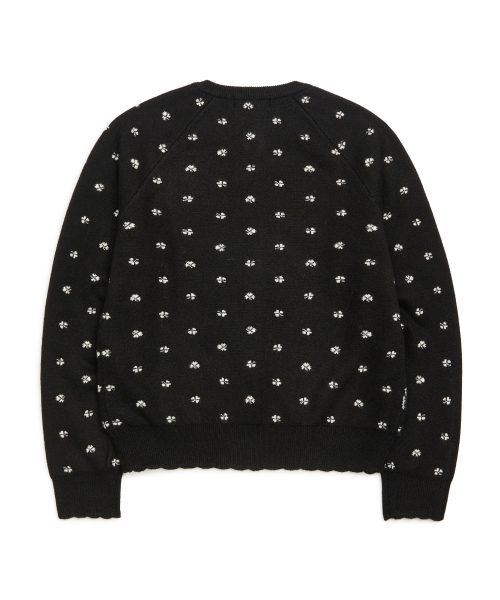 Womens Club All-Over жаккард круглый вырез трикотажный кардиган — Black