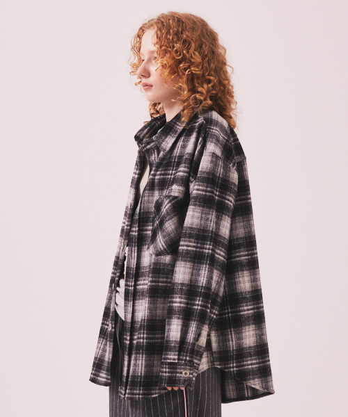 MNS Classic Check Oversized Shirt Jacket_Black
