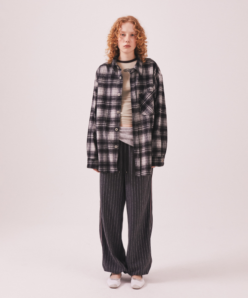 MNS Classic Check Oversized Shirt Jacket_Black