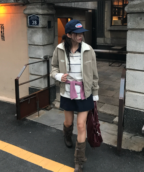 Menasoo Made Corduroy Nylon Jacket_Beige