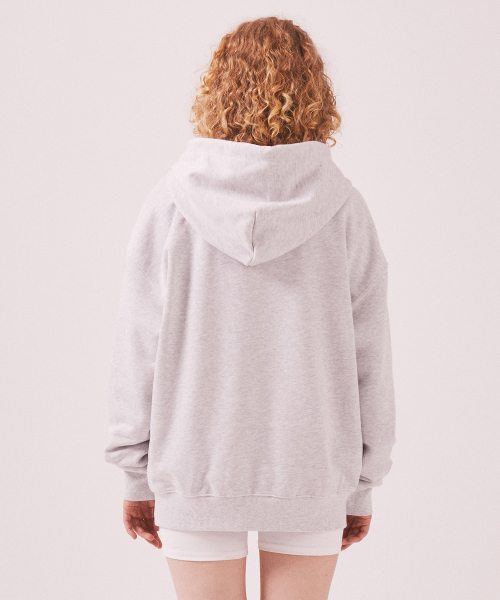 Menasoo Applique Two Way Hoodie Zip Up_White Melange