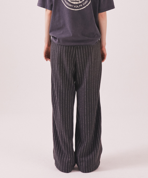 MNS Pinstripe Wide Brushed Pants_Gray