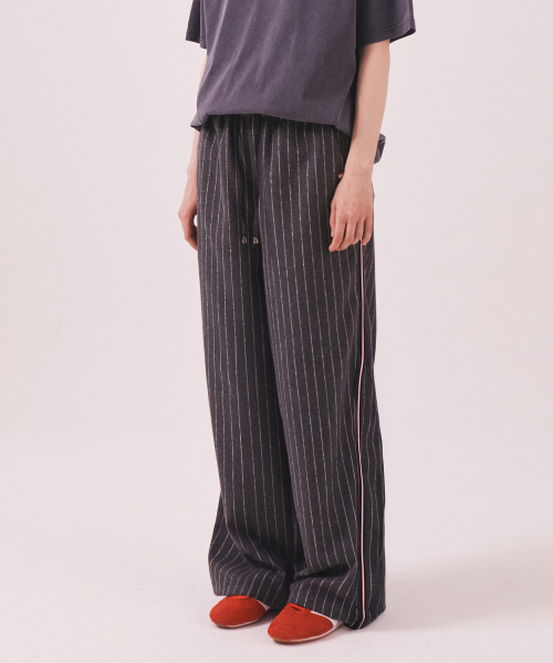 MNS Pinstripe Wide Brushed Pants_Gray