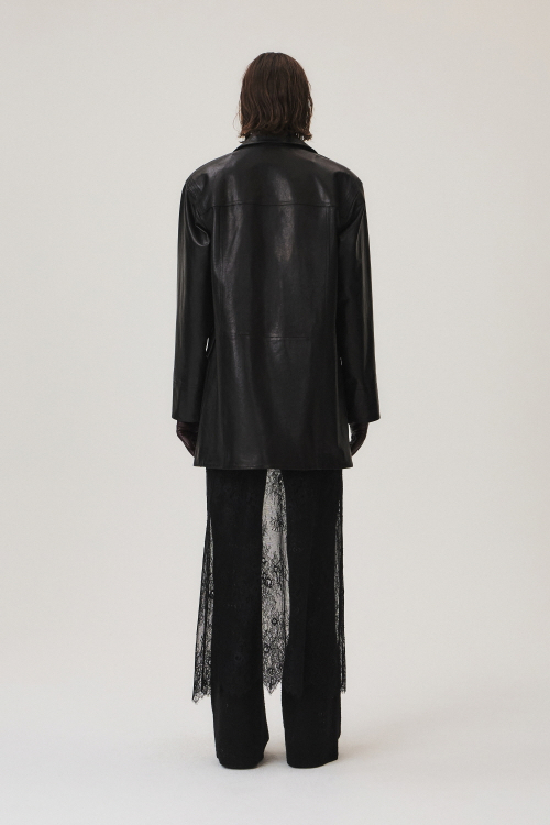 Napa Leather Half Coat, Black