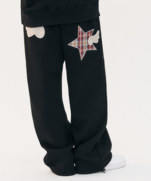 Angel Star Patch Straight string pants AP903 (Black)