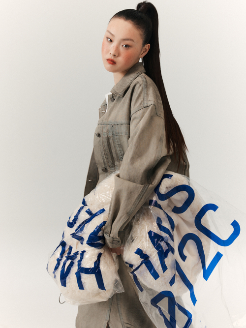 HAND BRUSHED DENIM JACKET BEIGE