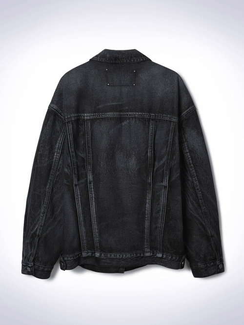 HAND BRUSHED DENIM JACKET BLACK