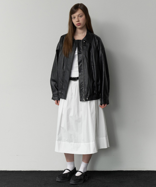 Core quilting leather blouson jacket - black