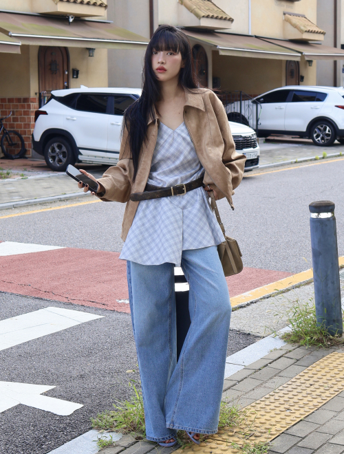 Marron suede jacket - beige