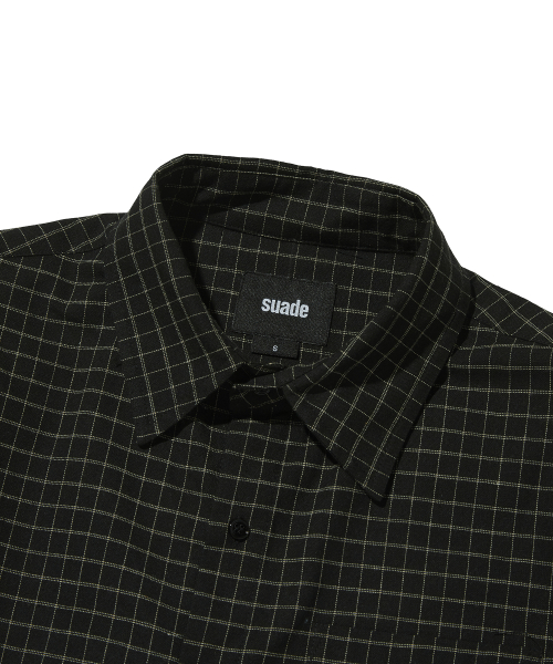 CROPPED CHECK SHIRT [BLACK]