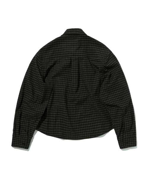 CROPPED CHECK SHIRT [BLACK]