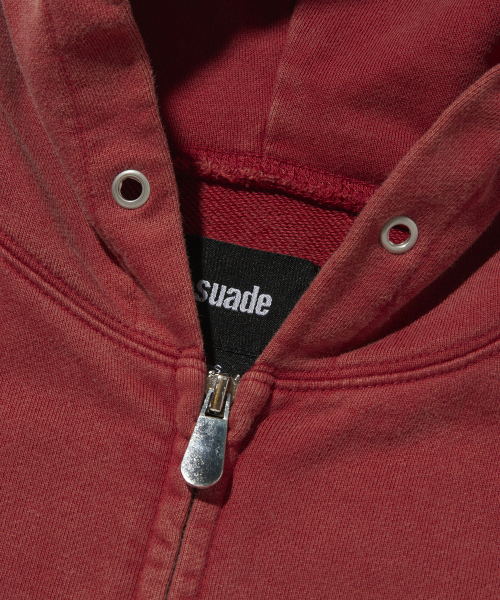 CROPPED WASHED HOOD ZIP UP [RED]