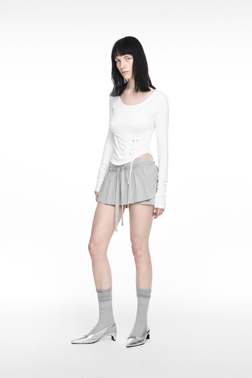 RUFFLE SHORT PANTS LIGHT GRAY