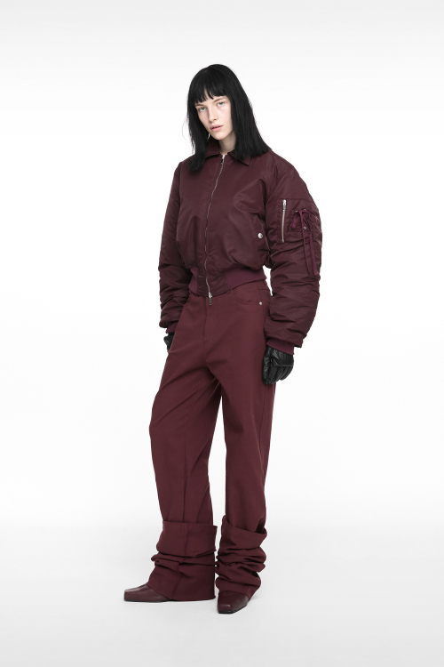 CROPPED BOMBER JACKET (UNISEX) BURGUNDY