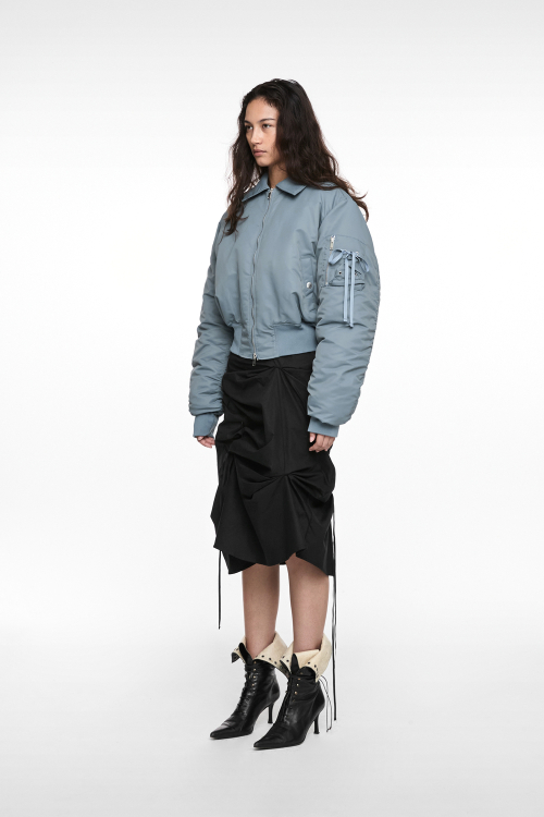 CROPPED BOMBER JACKET (UNISEX) DUSTY BLUE