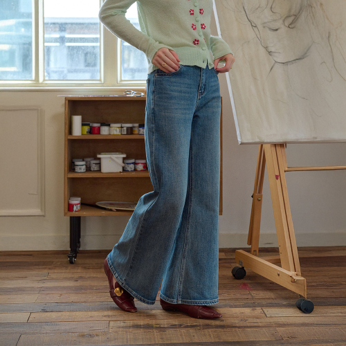 SR_High-waisted denim pants_2color