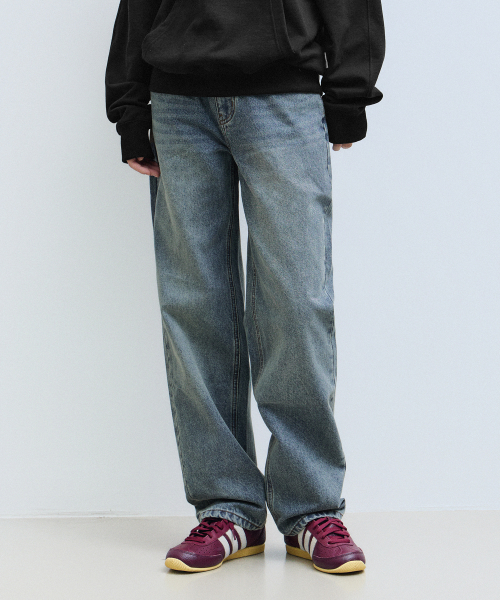 Regular Tapered Denim Pants-Medium Blue