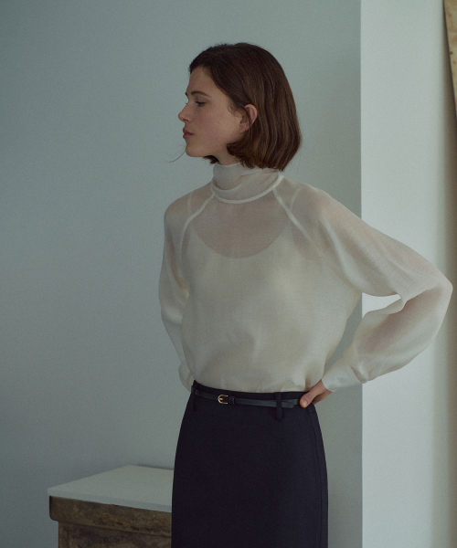 Tie See-through Blouse[LMBFCO25SH314]-2color