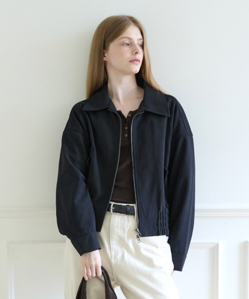 Over fit suede jacket - Black