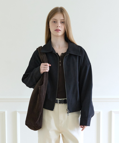 Over fit suede jacket - Black