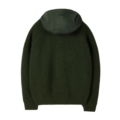 SHETLAND WOOL HOOD CARDIGAN - KHAKI (P254UCD431)