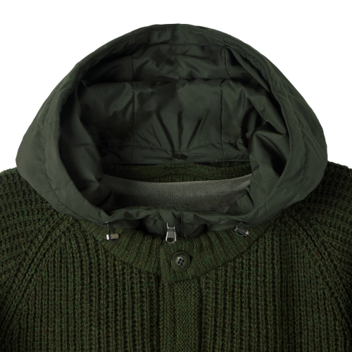 SHETLAND WOOL HOOD CARDIGAN - KHAKI (P254UCD431)