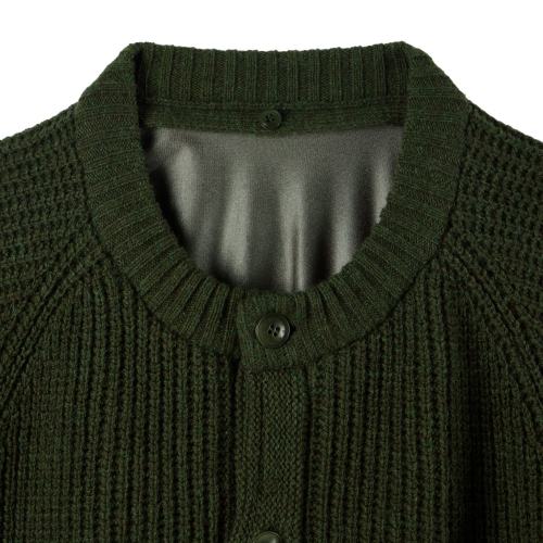 SHETLAND WOOL HOOD CARDIGAN - KHAKI (P254UCD431)