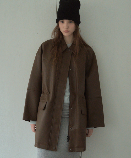 Essential Leather Pocket Half Jacket_CTO141(Brown)