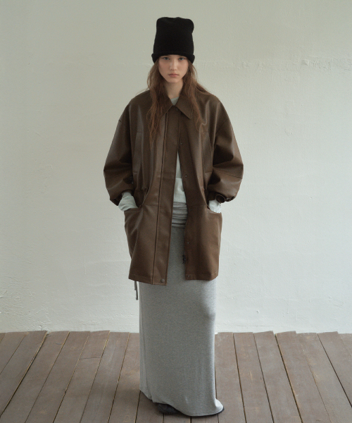 Essential Leather Pocket Half Jacket_CTO141(Brown)