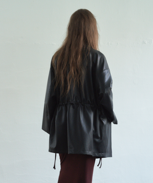 Essential Leather Pocket Half Jacket_CTO141(Black)