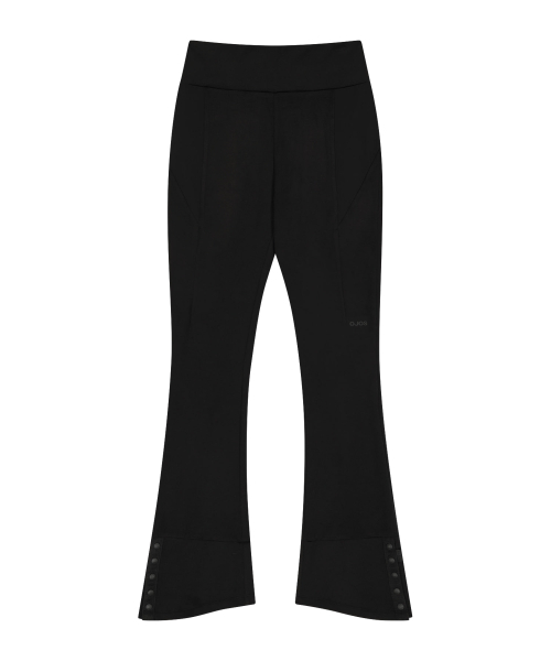 Button Slit Bootcut Pants / Black