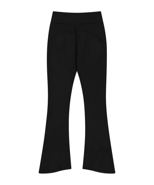 Button Slit Bootcut Pants / Black