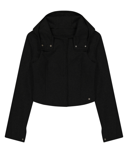 Layered Bolero Wool Jacket / Black