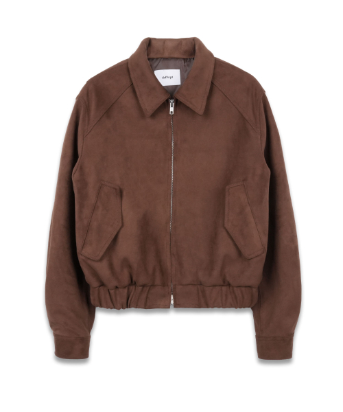 Vegan Leather Suede Crop Bomber in Mocha
