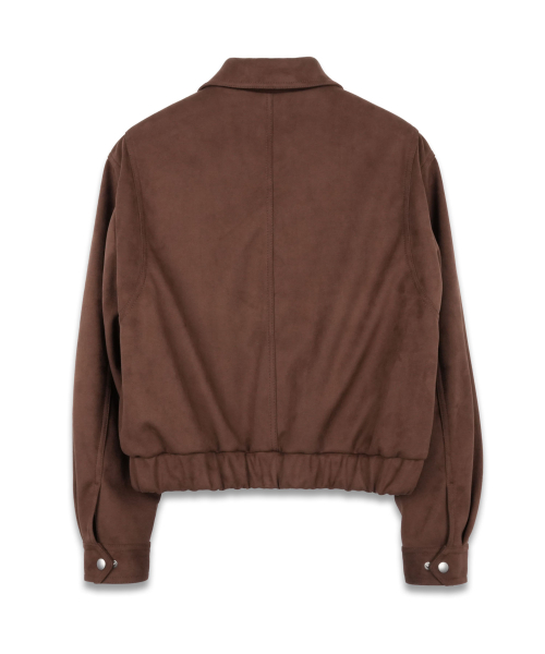 Vegan Leather Suede Crop Bomber in Mocha