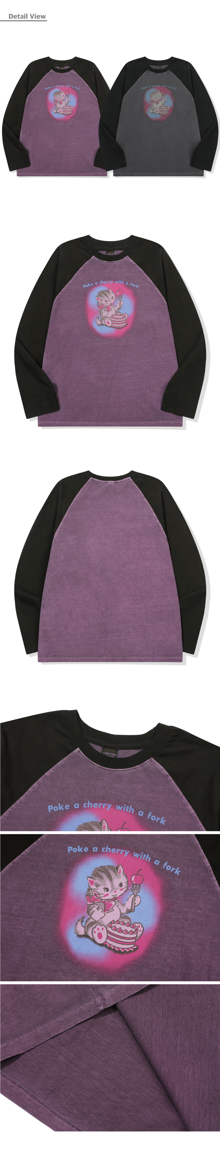 CHERRY RAGLAN PIGMENT LONG SLEEVE - 2 COLORS PURPLE