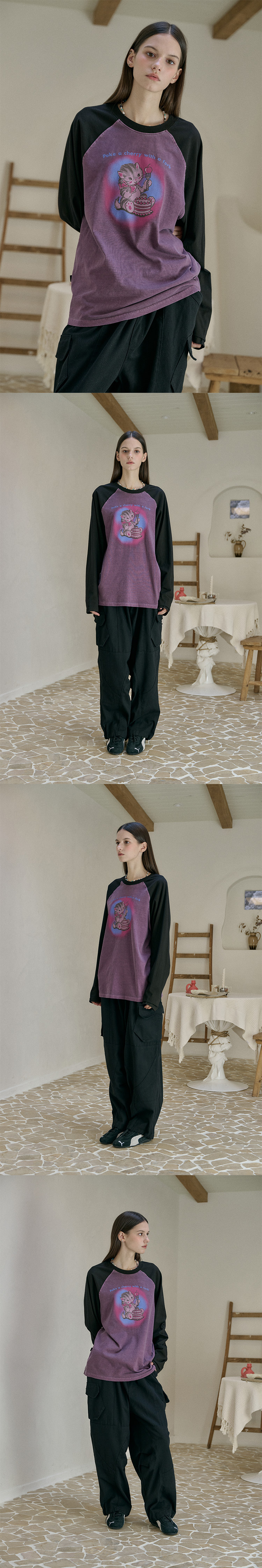 CHERRY RAGLAN PIGMENT LONG SLEEVE - 2 COLORS PURPLE