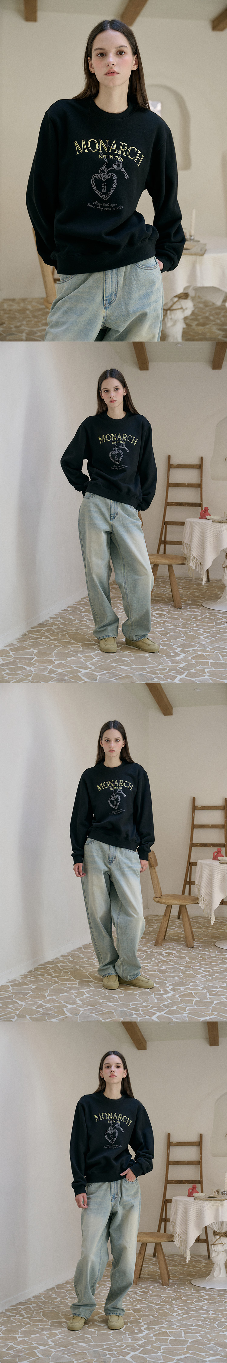 EMBROIDERY SWEATSHIRT - 4 COLORS BLACK