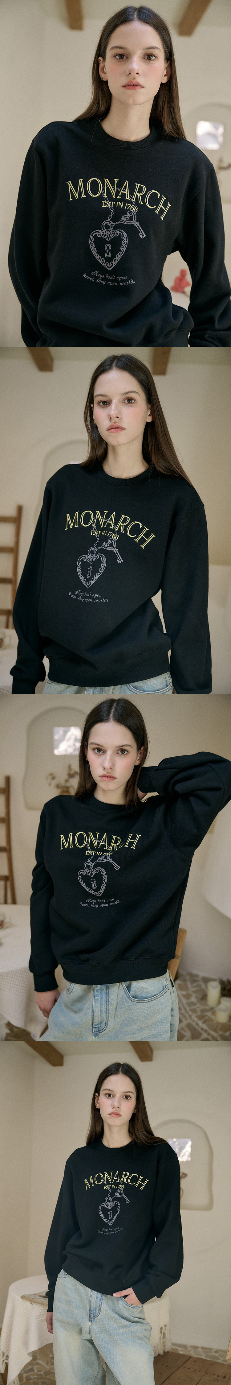 EMBROIDERY SWEATSHIRT - 4 COLORS BLACK