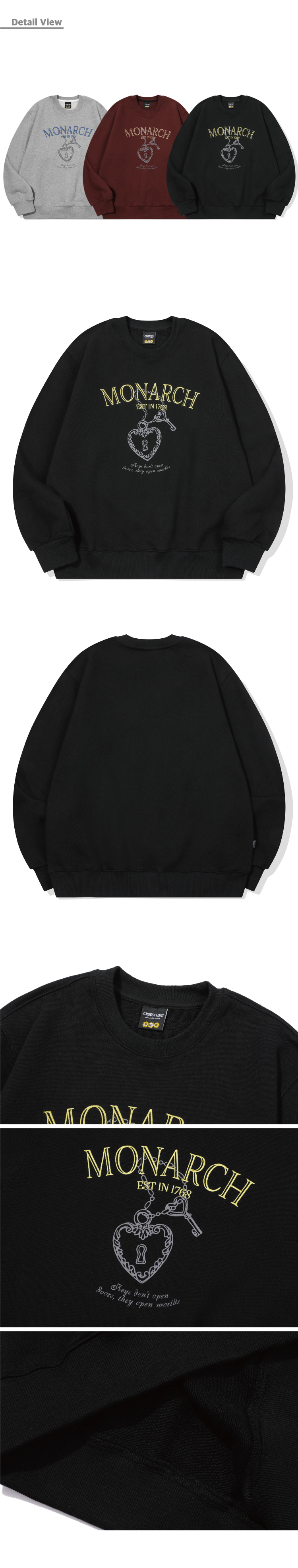 EMBROIDERY SWEATSHIRT - 4 COLORS BLACK